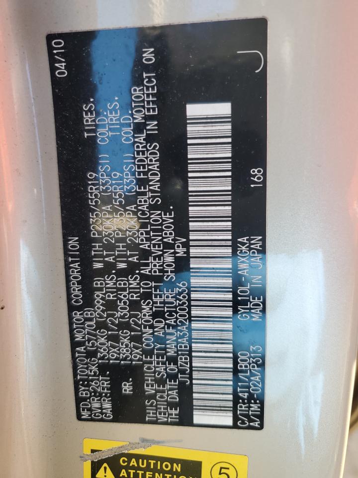 2010 Lexus Rx 450H VIN: JTJZB1BA3A2003636 Lot: 90712455