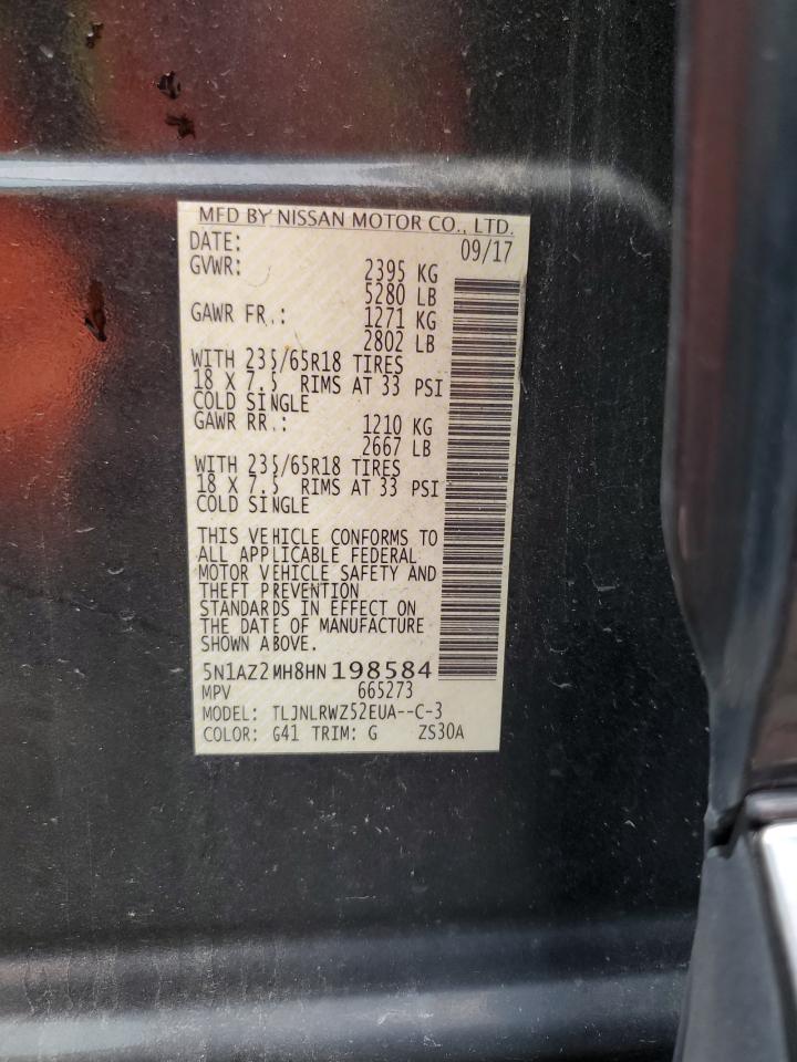 2017 Nissan Murano S VIN: 5N1AZ2MH8HN198584 Lot: 85837405