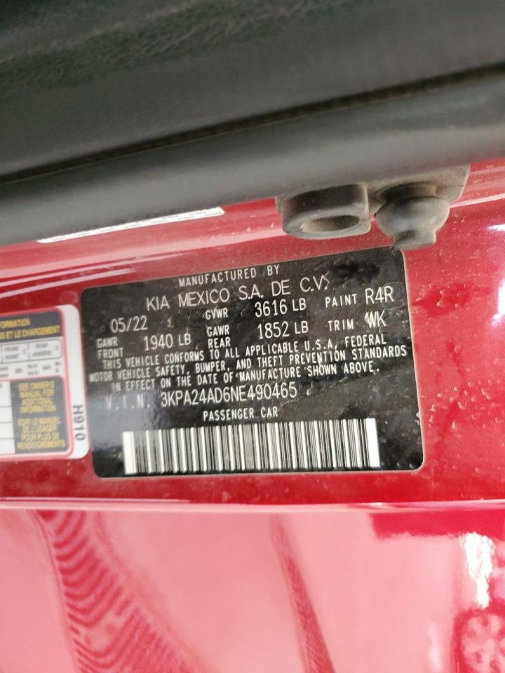 2022 Kia Rio Lx VIN: 3KPA24AD6NE490465 Lot: 86060245