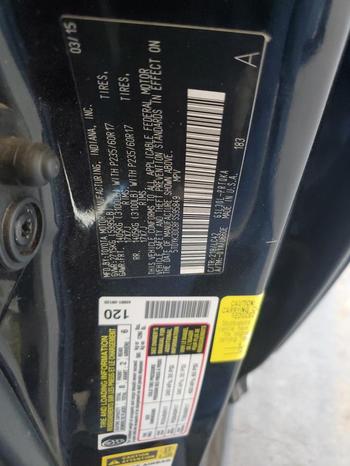 2015 Toyota Sienna Xle VIN: 5TDYK3DC8FS595849 Lot: 84948895