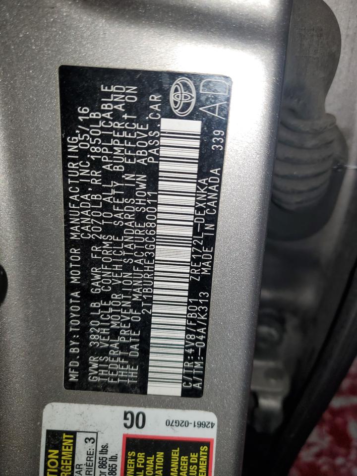 2016 Toyota Corolla L VIN: 2T1BURHE3GC680011 Lot: 90055485