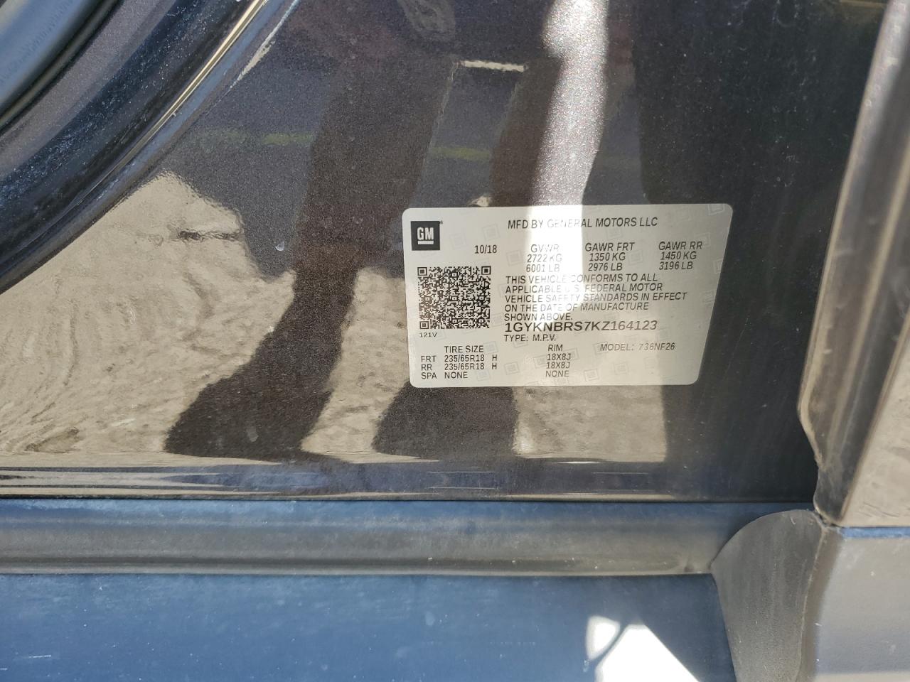 2019 Cadillac Xt5 VIN: 1GYKNBRS7KZ164123 Lot: 82147245