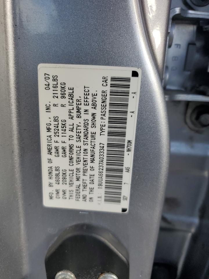 2007 Acura Tl VIN: 19UUA66237A033347 Lot: 86406505