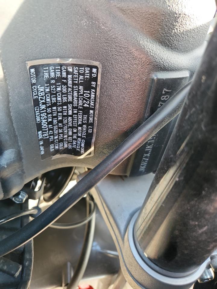 2025 Kawasaki Zx636 K VIN: JKBZXJK19SA007787 Lot: 85702625