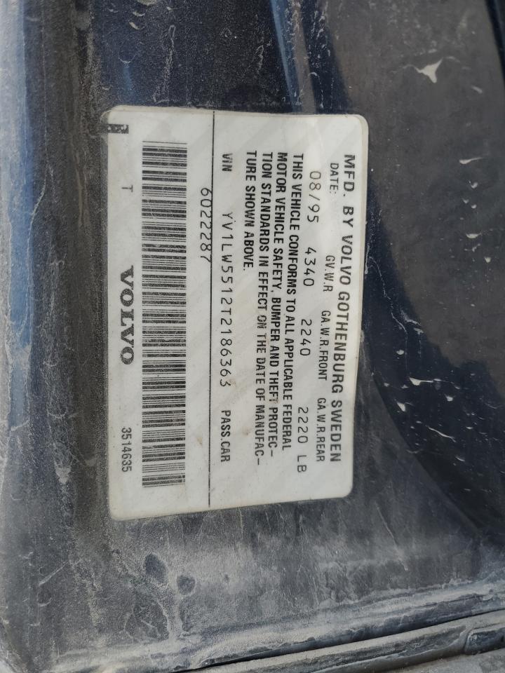 1996 Volvo 850 Base VIN: YV1LW5512T2186363 Lot: 87100965