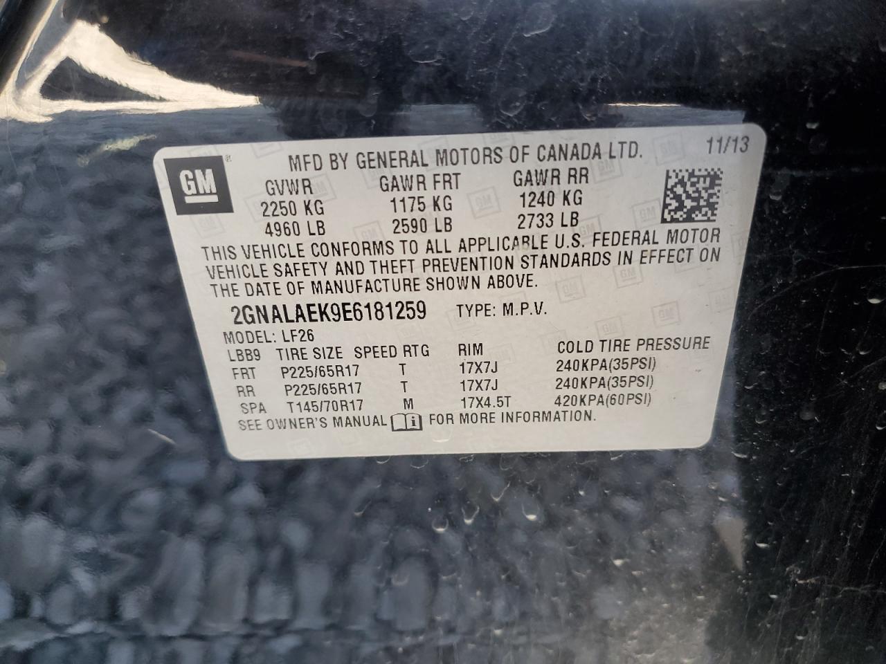 2014 Chevrolet Equinox Ls VIN: 2GNALAEK9E6181259 Lot: 85600795