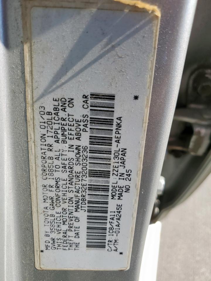 2003 Toyota Corolla Ce VIN: JTDBR32E732003236 Lot: 85562055