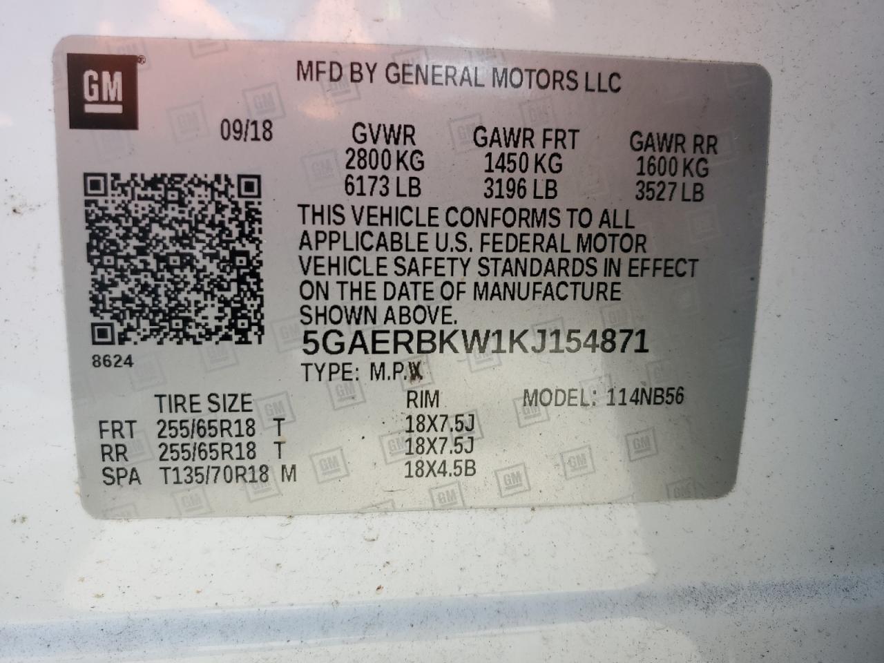 2019 Buick Enclave Essence VIN: 5GAERBKW1KJ154871 Lot: 83864675