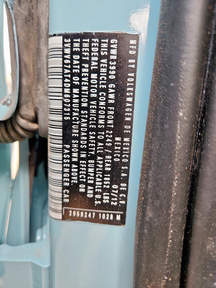 2013 Volkswagen Beetle Turbo VIN: 3VWV67AT4DM607315 Lot: 85766585