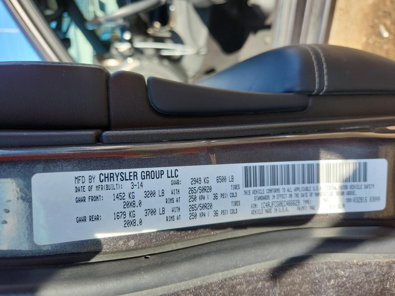 2014 Jeep Grand Cherokee Overland VIN: 1C4RJFCG0EC466629 Lot: 84626465