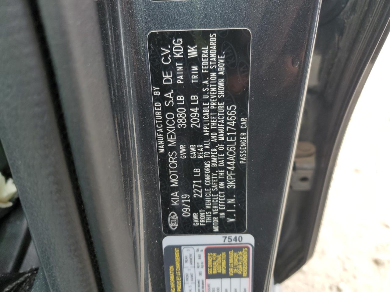 2020 Kia Forte Gt VIN: 3KPF44AC6LE174665 Lot: 89737925