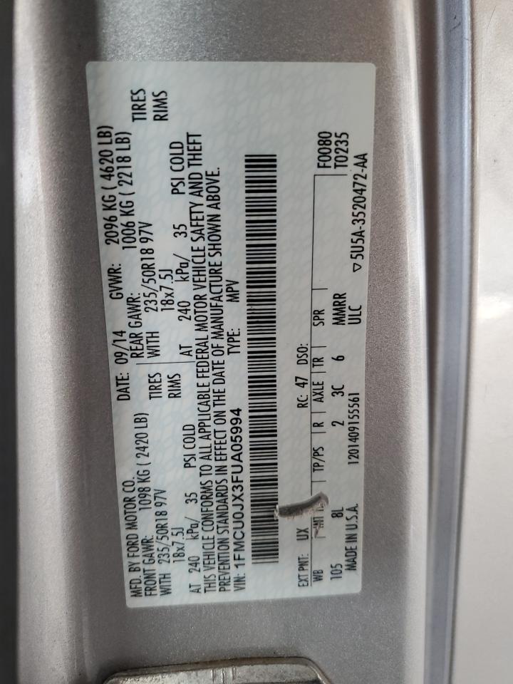 2015 Ford Escape Titanium VIN: 1FMCU0JX3FUA05994 Lot: 85718405