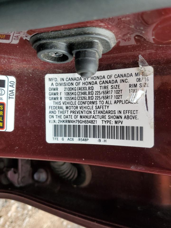 2016 Honda Cr-V Exl VIN: 2HKRM4H79GH694821 Lot: 85476195