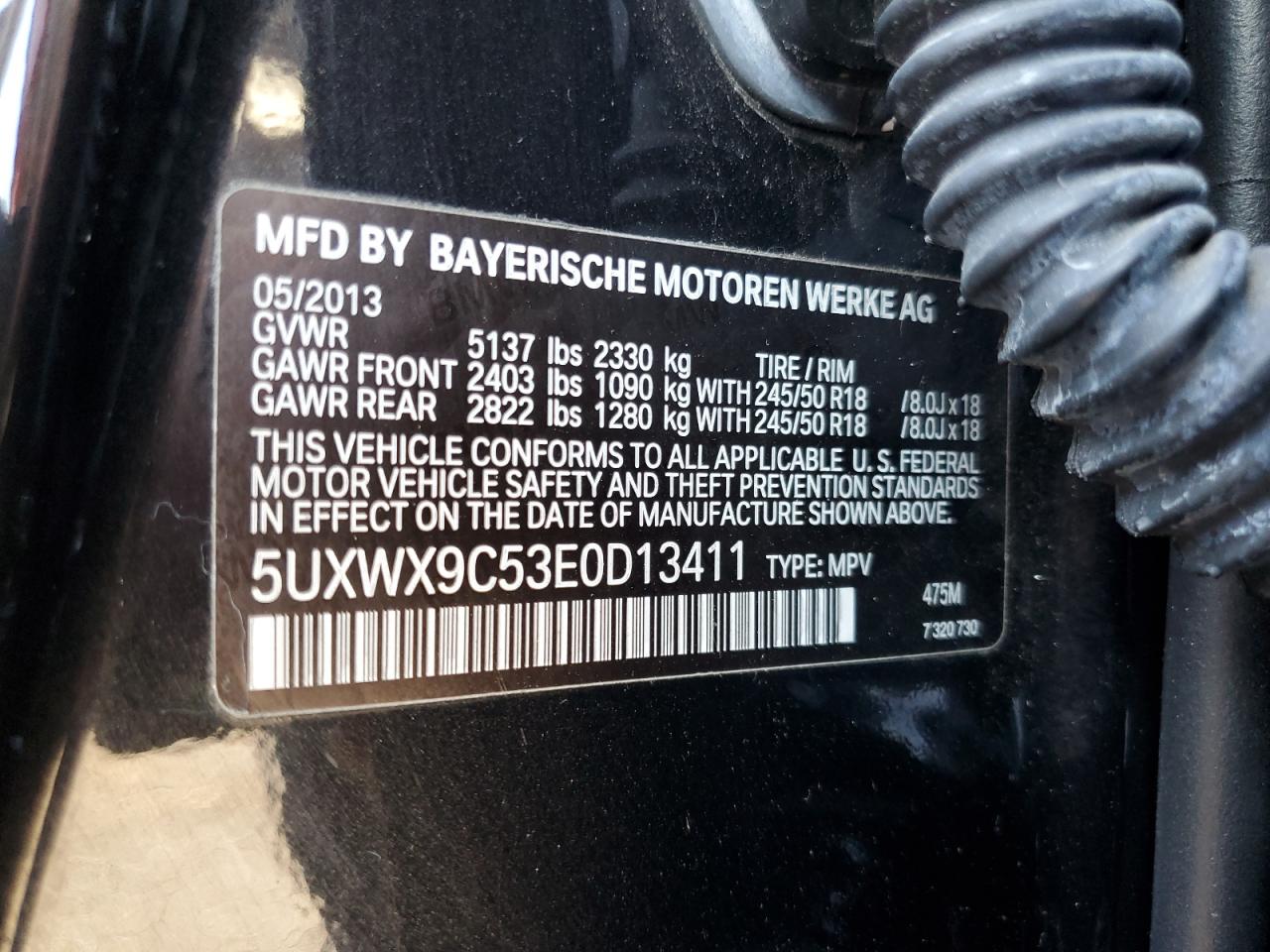 2014 BMW X3 xDrive28I VIN: 5UXWX9C53E0D13411 Lot: 86127305