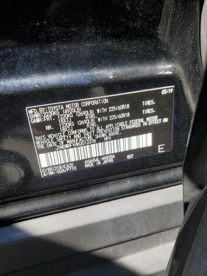 2019 Toyota Rav4 Limited VIN: JTMDWRFV4KD012378 Lot: 86125575