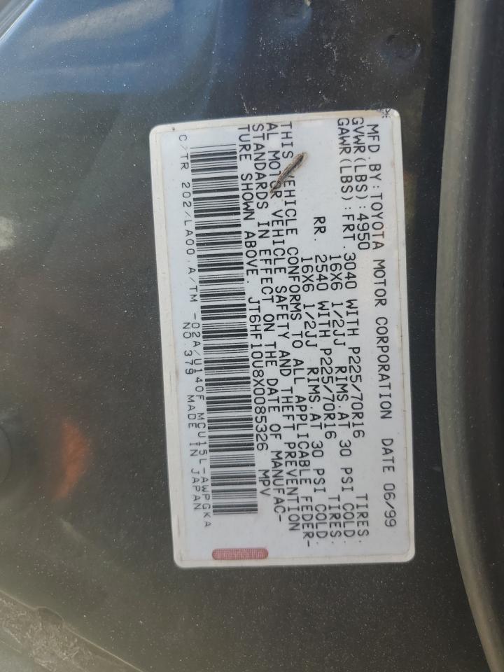 1999 Lexus Rx 300 VIN: JT6HF10U8X0085326 Lot: 85263295