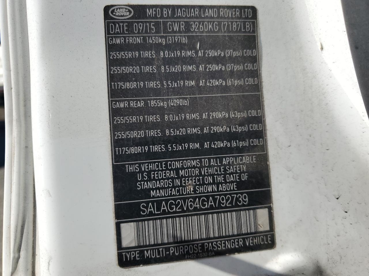 2016 Land Rover Lr4 Hse VIN: SALAG2V64GA792739 Lot: 82302175