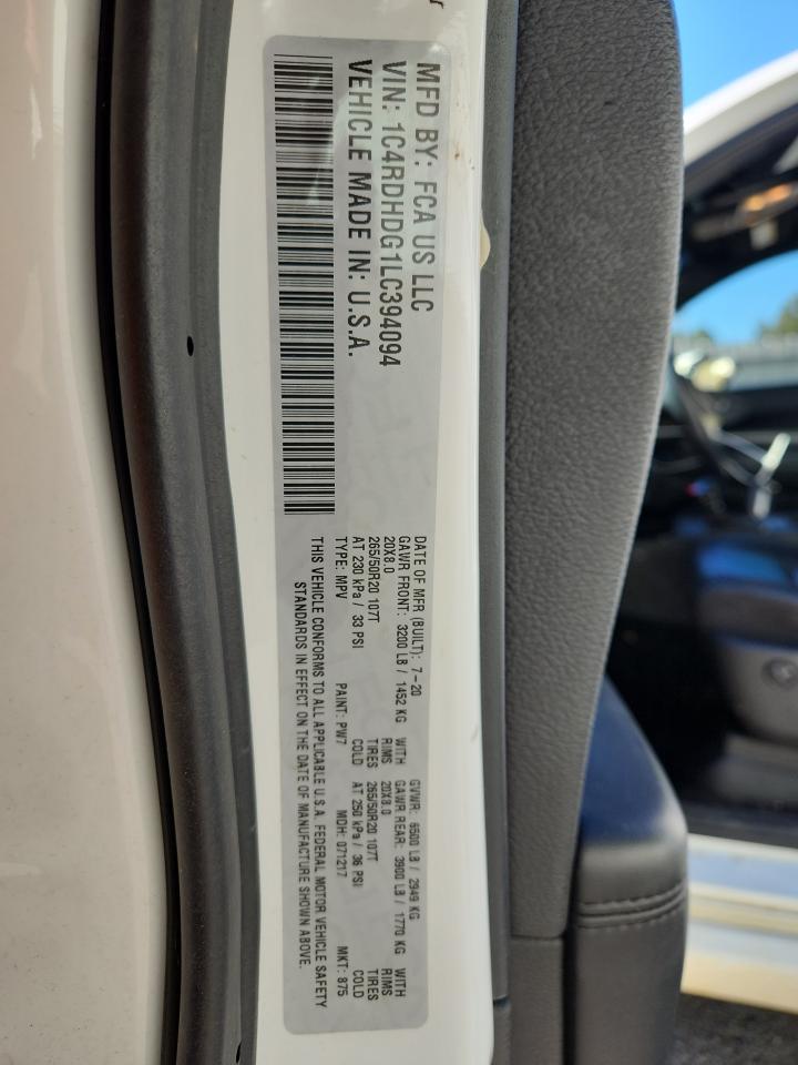 2020 Dodge Durango Gt VIN: 1C4RDHDG1LC394094 Lot: 87374625