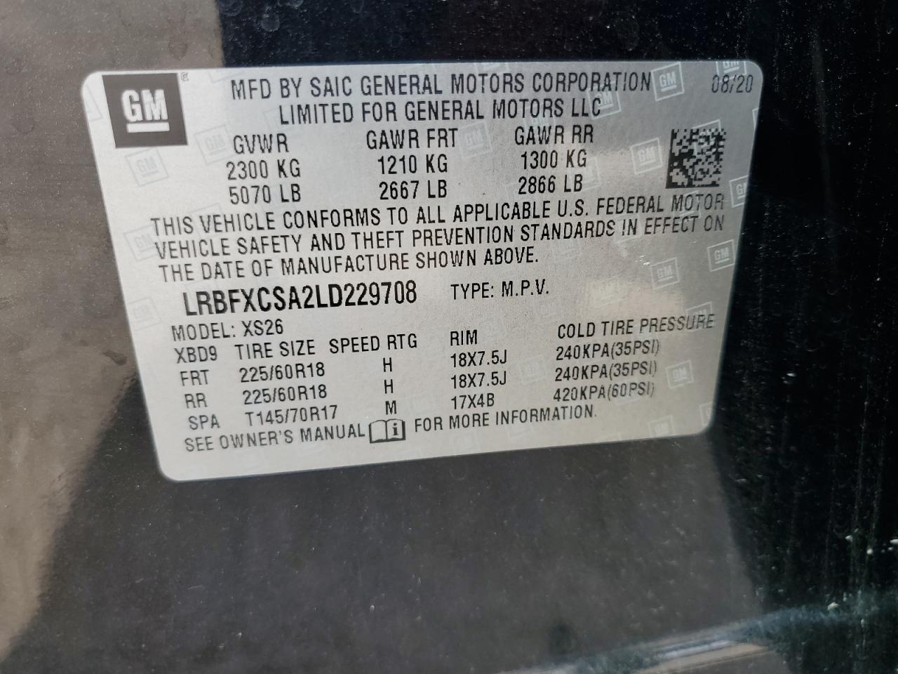 2020 Buick Envision Essence VIN: LRBFXCSA2LD229708 Lot: 84889435