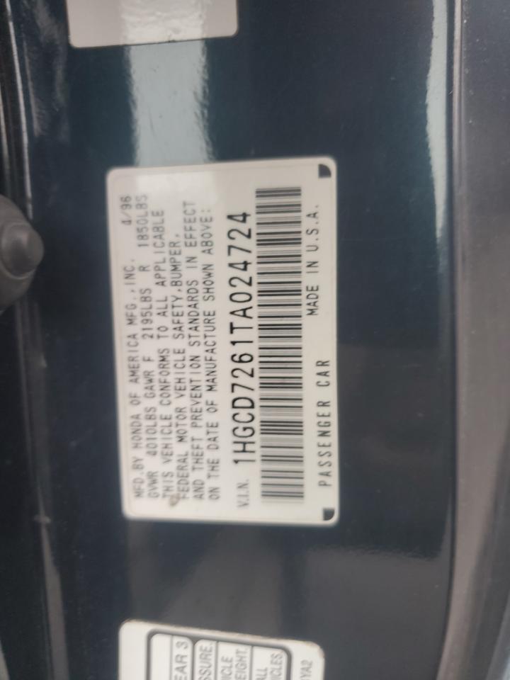 1996 Honda Accord Ex VIN: 1HGCD7261TA024724 Lot: 89877245