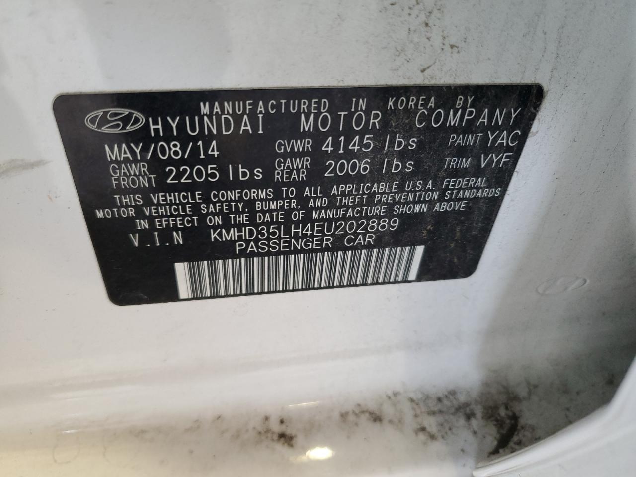 2014 Hyundai Elantra Gt VIN: KMHD35LH4EU202889 Lot: 82318725