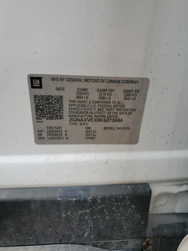 2019 Chevrolet Equinox Lt VIN: 2GNAXVEX9K6273684 Lot: 85734075