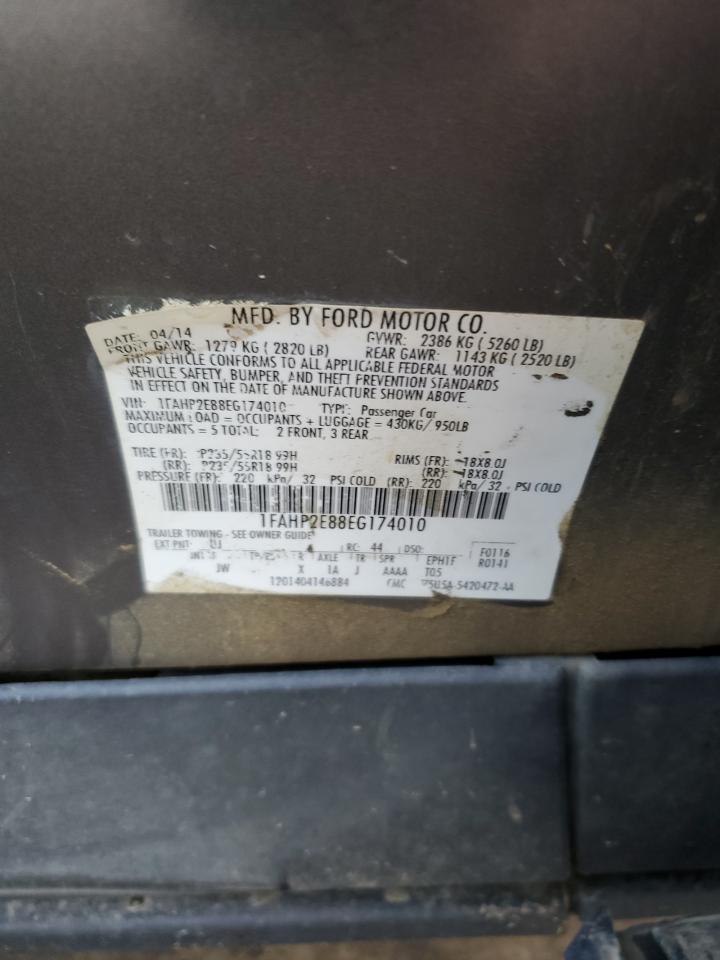 2014 Ford Taurus Sel VIN: 1FAHP2E88EG174010 Lot: 87205345