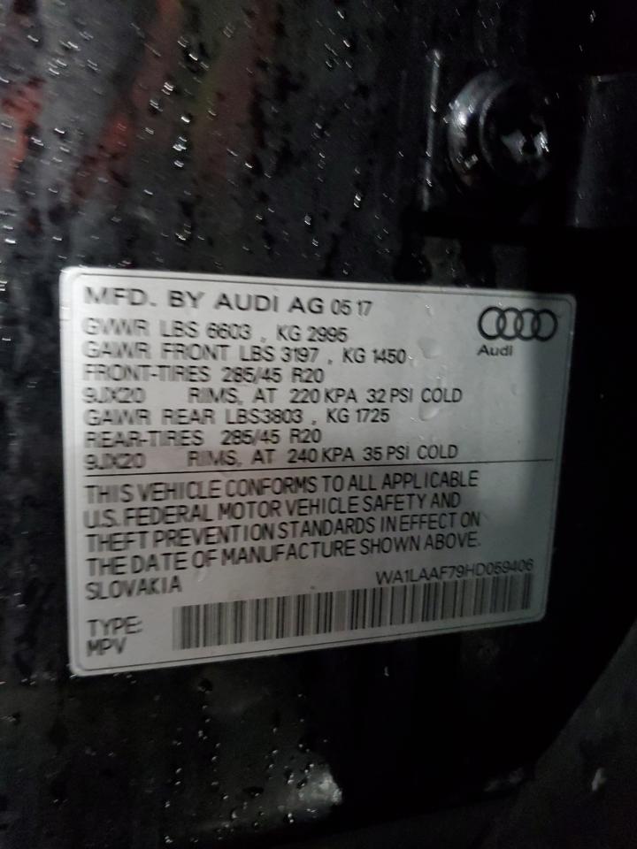 2017 Audi Q7 Premium Plus VIN: WA1LAAF79HD059406 Lot: 86148885