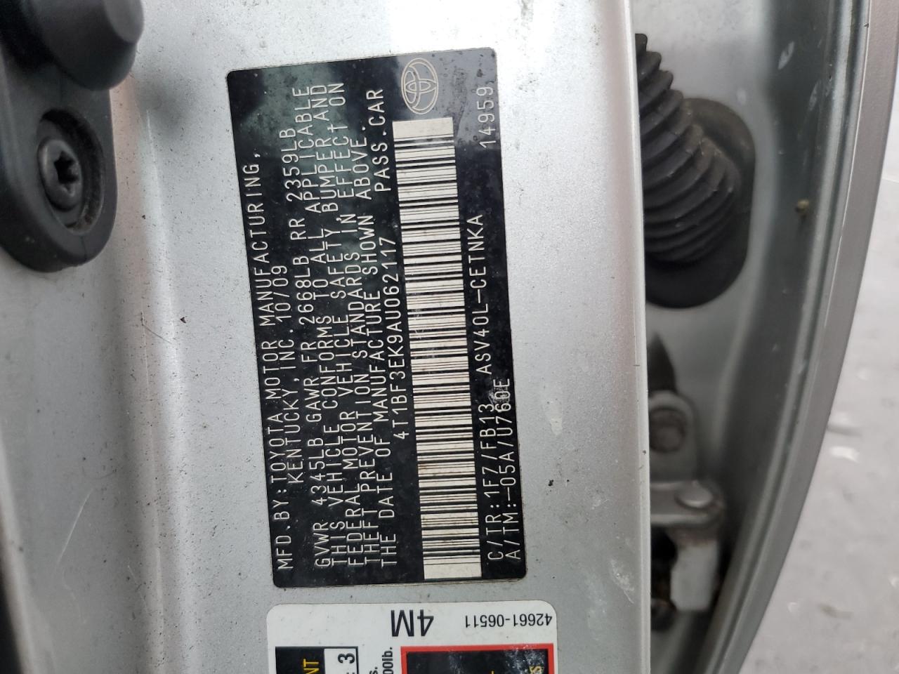 2010 Toyota Camry Base VIN: 4T1BF3EK9AU062117 Lot: 81274215