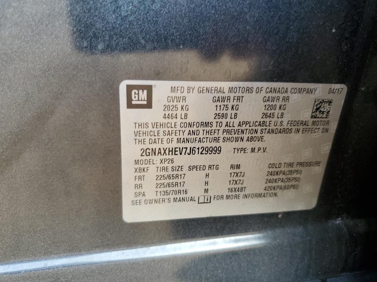 2018 Chevrolet Equinox Ls VIN: 2GNAXHEV7J6129999 Lot: 82438555