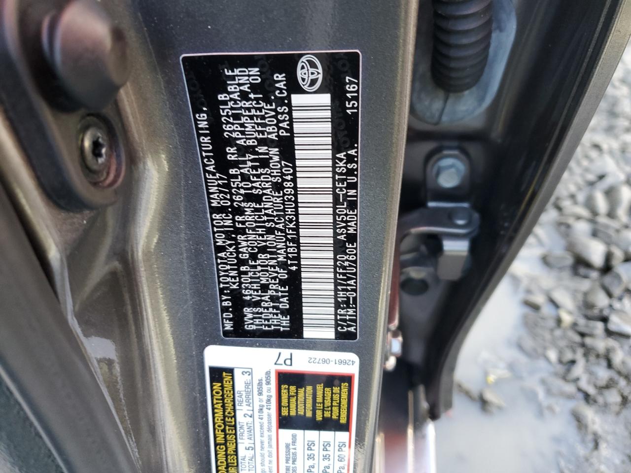 2017 Toyota Camry Le VIN: 4T1BF1FK3HU398407 Lot: 86089435