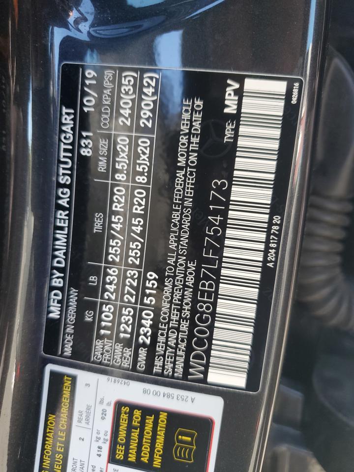 2020 Mercedes-Benz Glc 300 4Matic VIN: WDC0G8EB7LF754173 Lot: 89447605