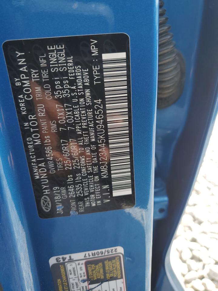 2019 Hyundai Tucson Se VIN: KM8J23A45KU946524 Lot: 85118405