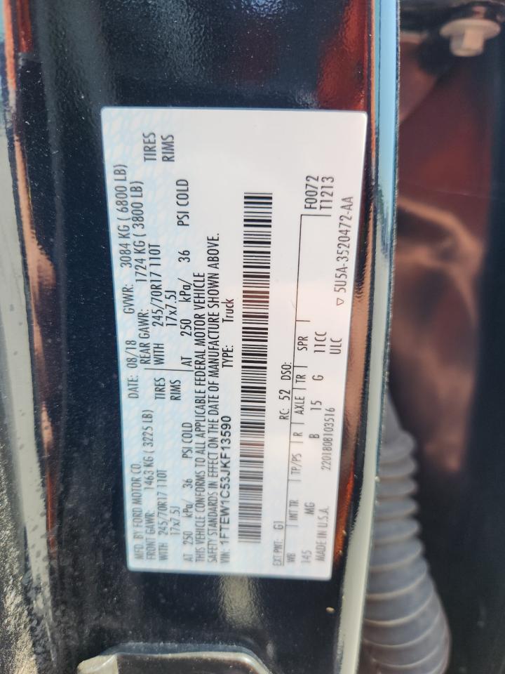 2018 Ford F150 Supercrew VIN: 1FTEW1C53JKF13590 Lot: 85193495