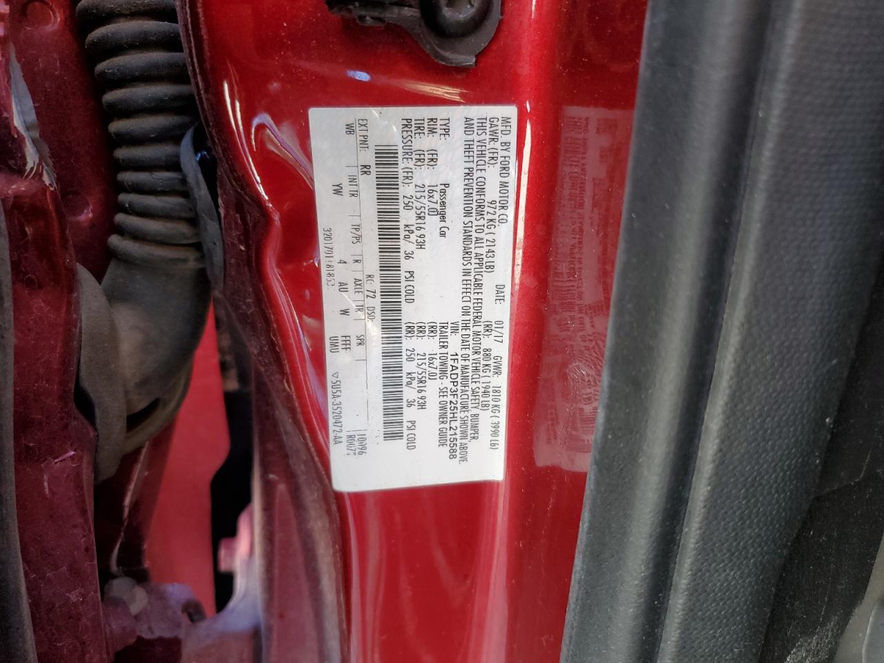 2017 Ford Focus Se VIN: 1FADP3F25HL215588 Lot: 85650375
