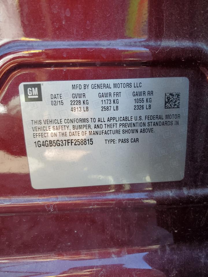 2015 Buick Lacrosse VIN: 1G4GB5G37FF258815 Lot: 90846735