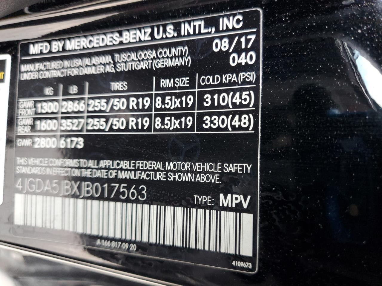 2018 Mercedes-Benz Gle 350 VIN: 4JGDA5JBXJB017563 Lot: 85943625