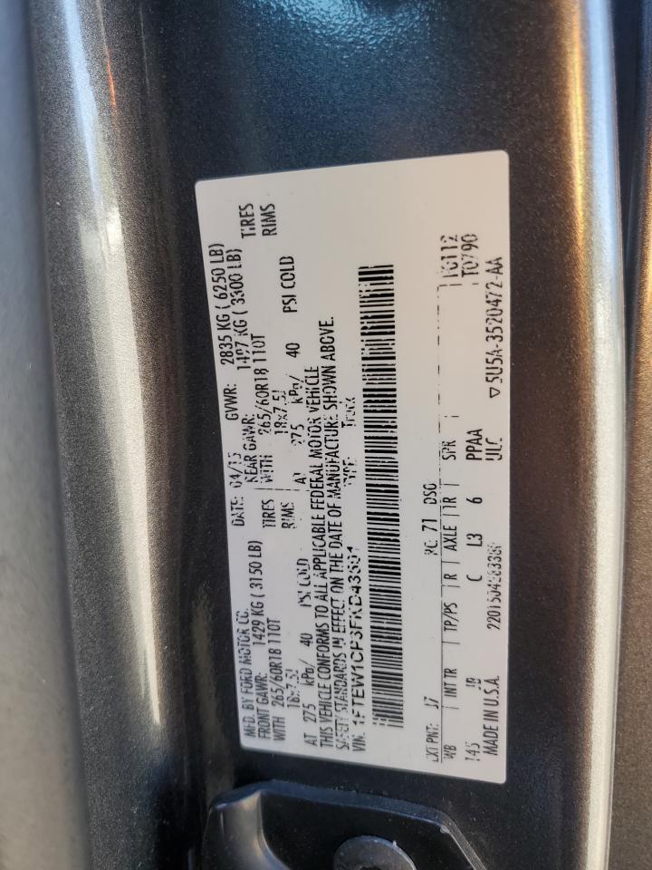 2015 Ford F150 Supercrew VIN: 1FTEW1CP3FKD43501 Lot: 86590025