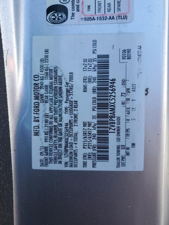 2012 Ford Mustang VIN: 1ZVBP8AMXC5256946 Lot: 82296505