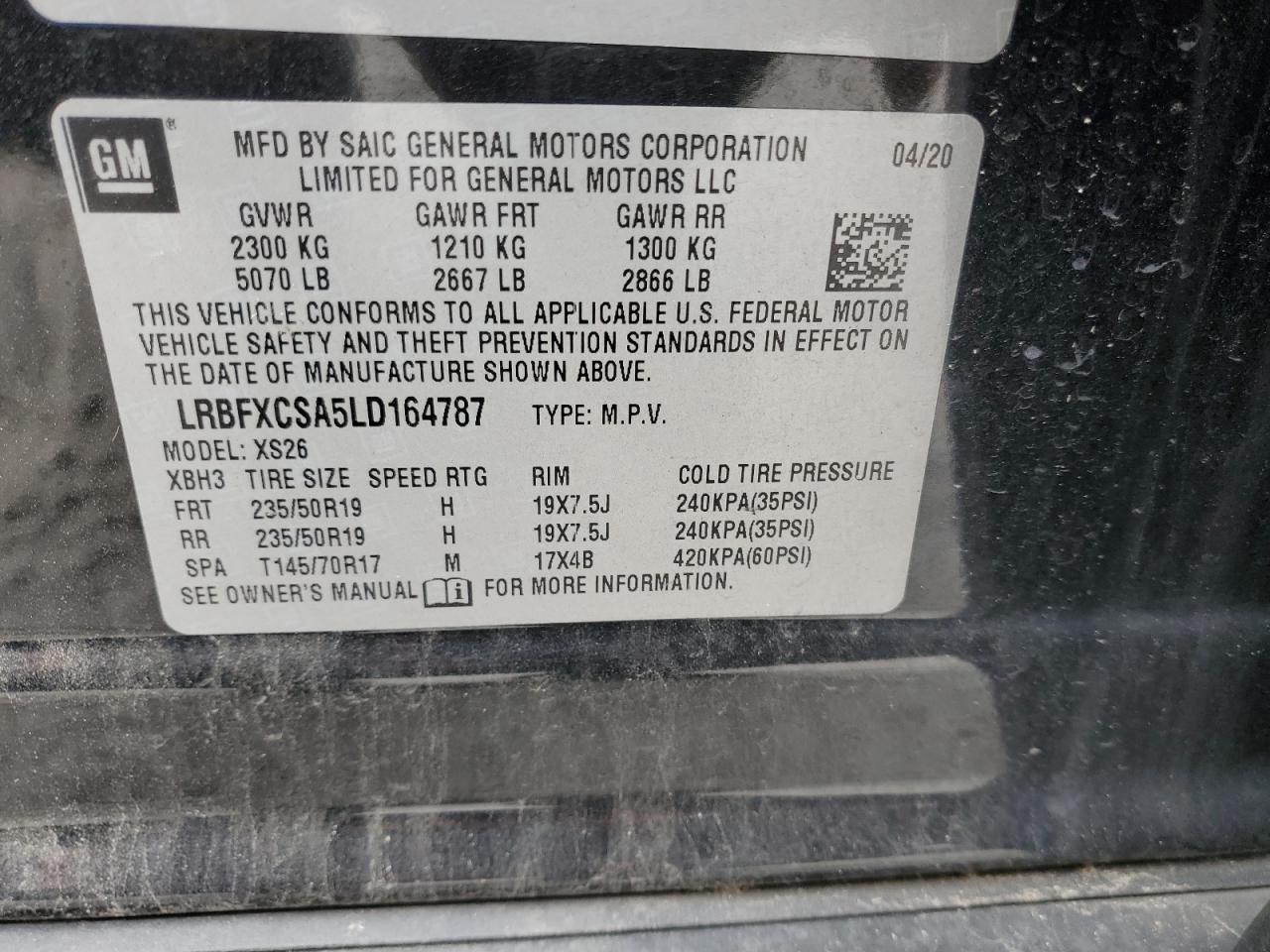 2020 Buick Envision Essence VIN: LRBFXCSA5LD164787 Lot: 86642325