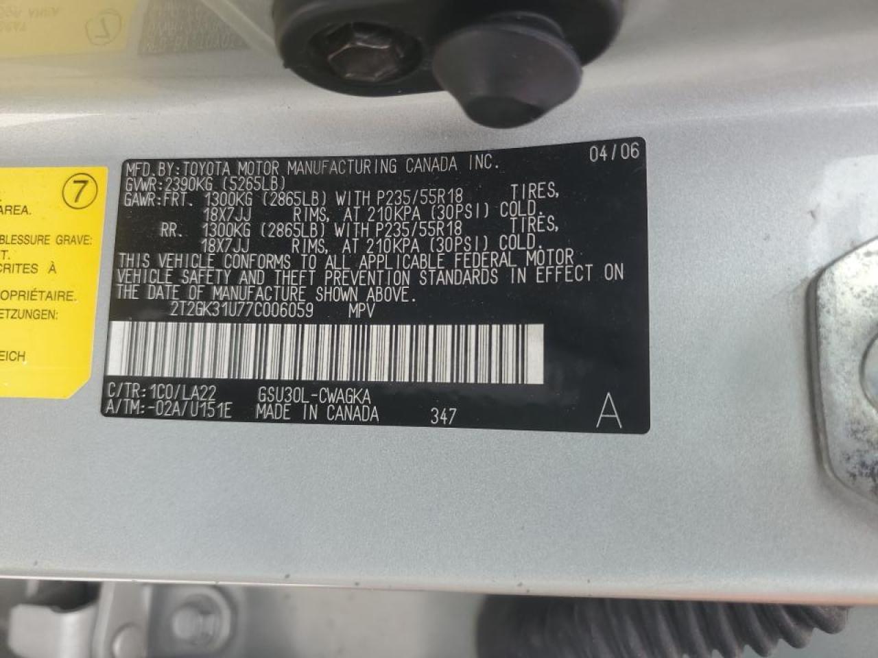 2007 Lexus Rx 350 VIN: 2T2GK31U77C006059 Lot: 89736315