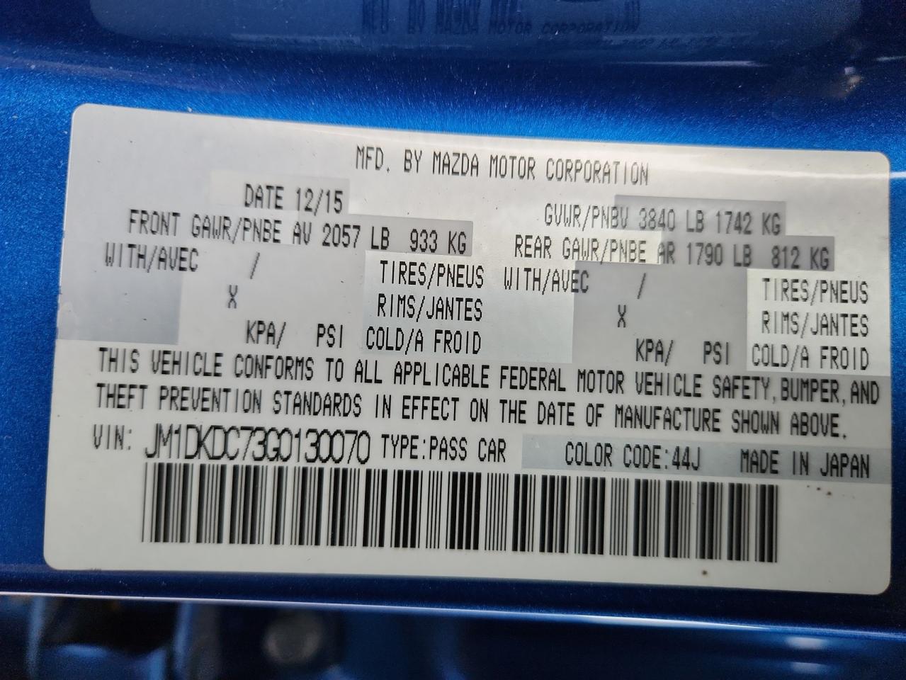 2016 Mazda Cx-3 Touring VIN: JM1DKDC73G0130070 Lot: 85711755