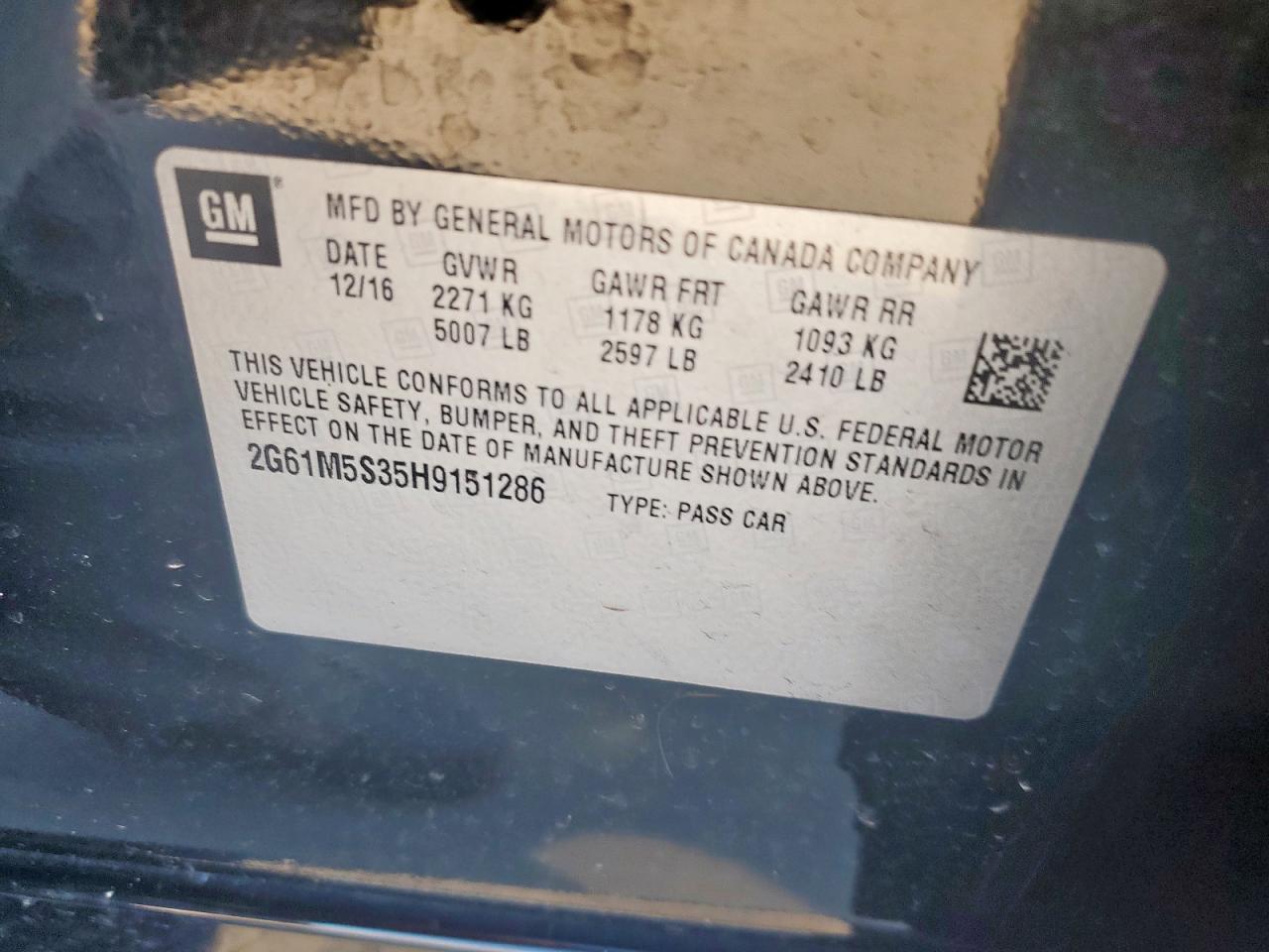 2017 Cadillac Xts Luxury VIN: 2G61M5S35H9151286 Lot: 90422505