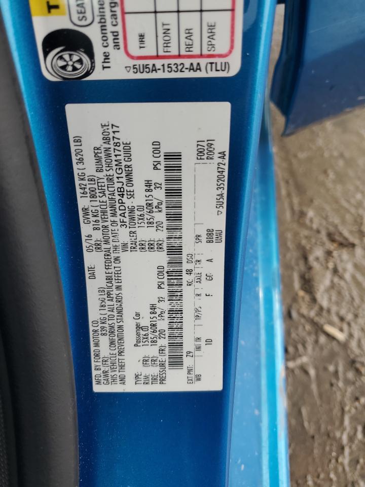 2016 Ford Fiesta Se VIN: 3FADP4BJ1GM178717 Lot: 86082805