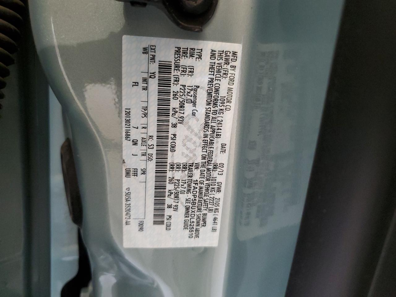 2013 Ford C-Max Sel VIN: 1FADP5BUXDL525510 Lot: 86799105