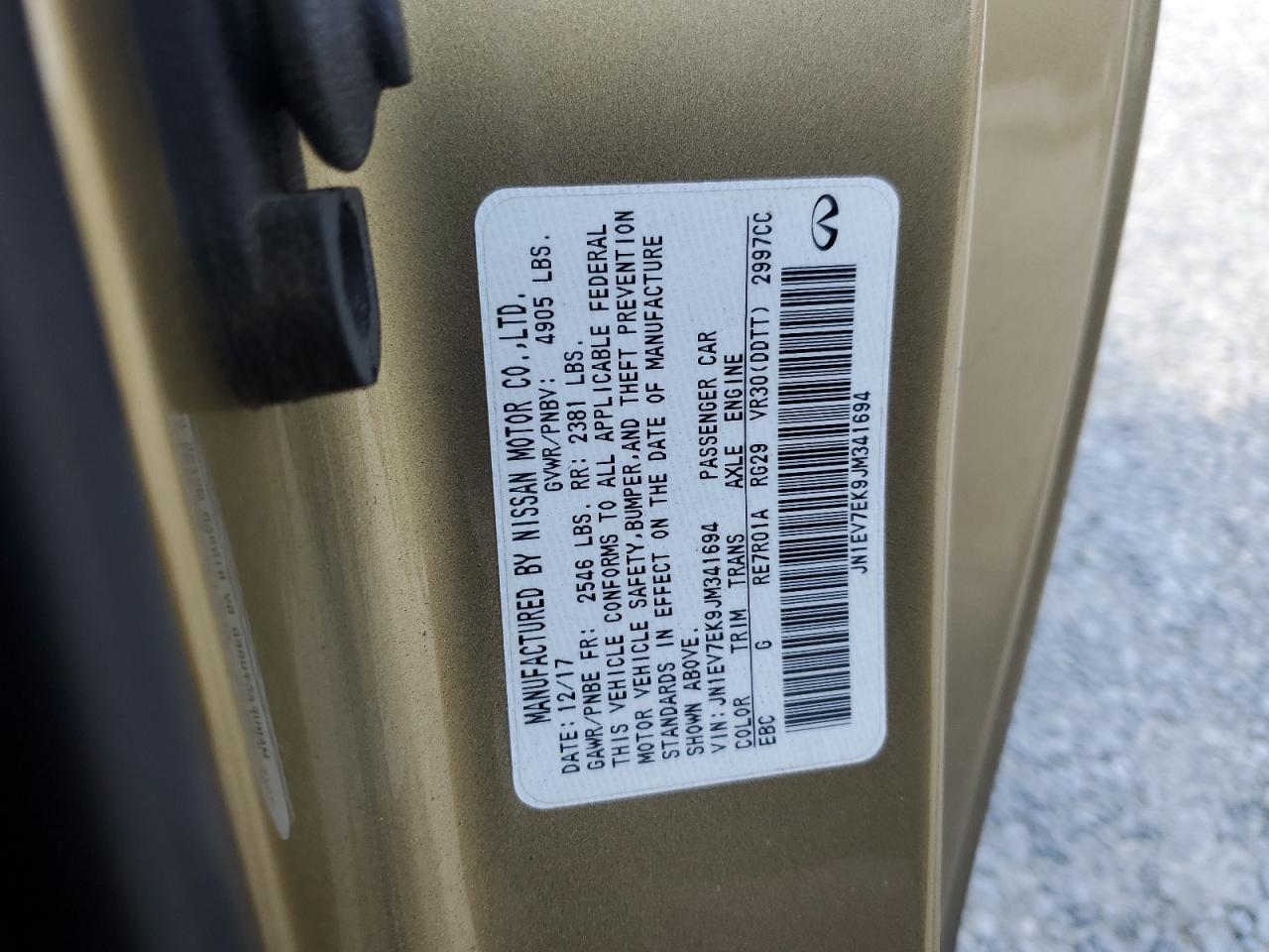 2018 Infiniti Q60 Luxe 300 VIN: JN1EV7EK9JM341694 Lot: 84908155