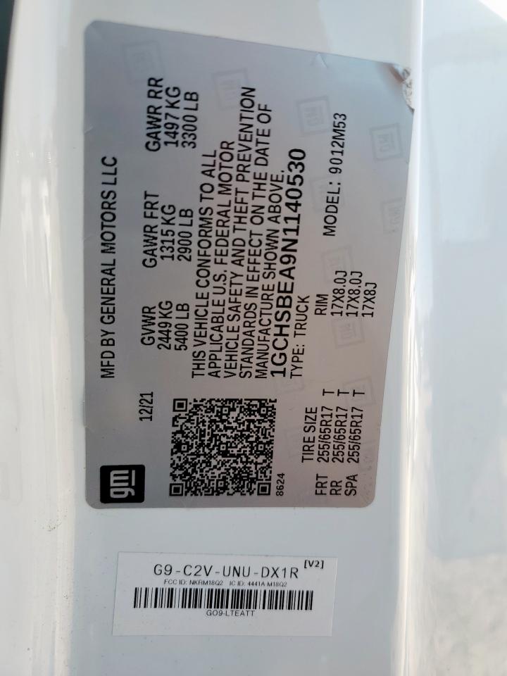 2022 Chevrolet Colorado VIN: 1GCHSBEA9N1140530 Lot: 85860015