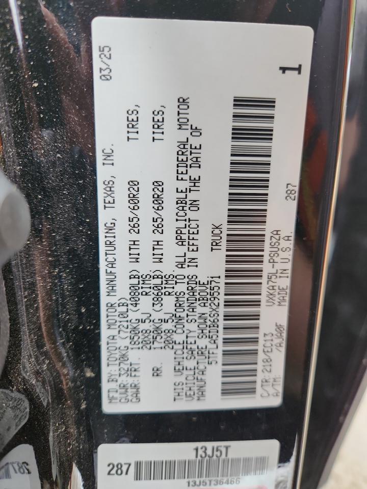 2025 Toyota Tundra Crewmax Sr VIN: 5TFLA5DB6SX295571 Lot: 85127565