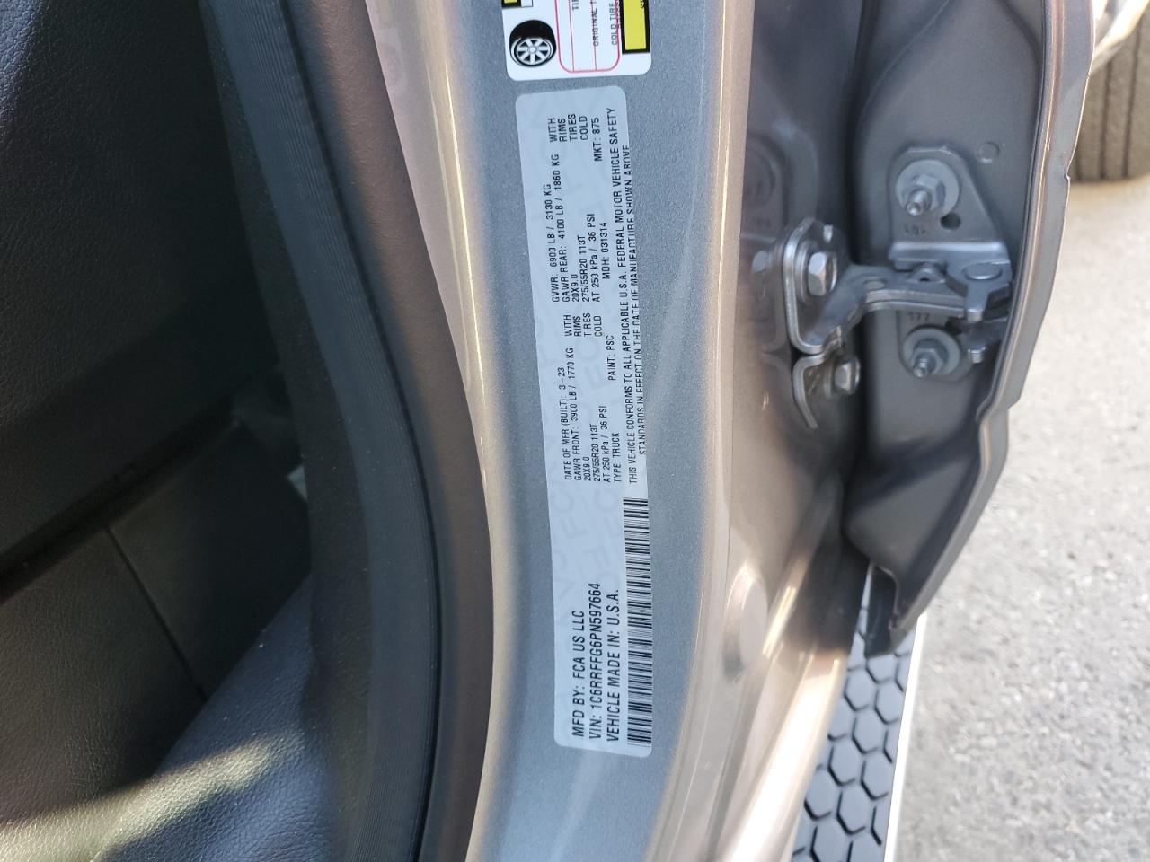 2023 Ram 1500 Big Horn/Lone Star VIN: 1C6RRFFG6PN597664 Lot: 84791685