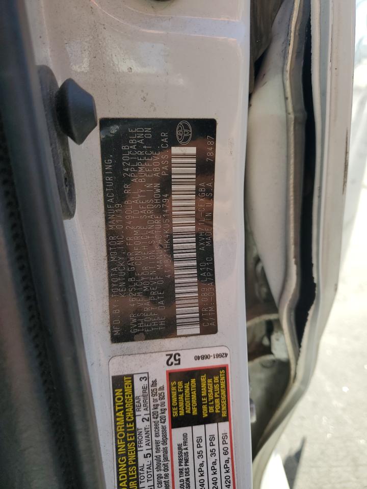 2019 Toyota Camry Hybrid VIN: 4T1B21HK4KU514794 Lot: 82348085